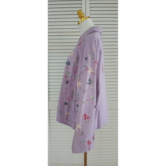 BEA Classics XL Floral Embroidered Long Sleeve Top 100% Cotton Country Cowgirl - Picture 9 of 12